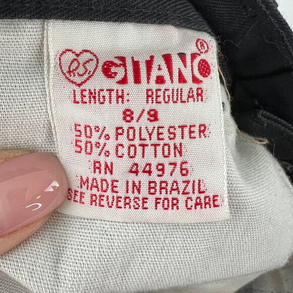 VINTAGE GITANO Black Poly Cotton Blend Pleated Front High Waist Pants Size 8/9 - Picture 6 of 7